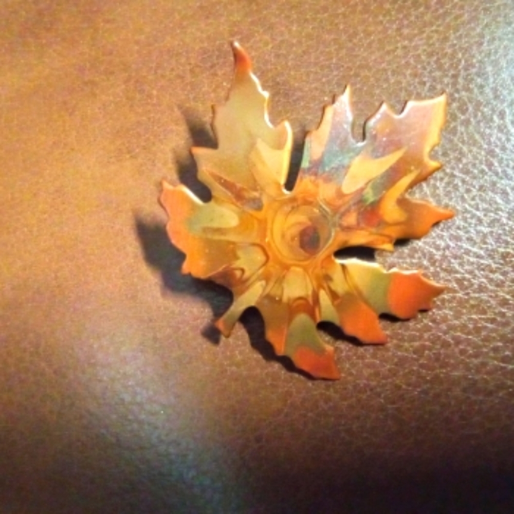 Copper Maple Leaf Brooch - image 2